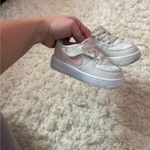 Nike Kids White and Pink Sneakers